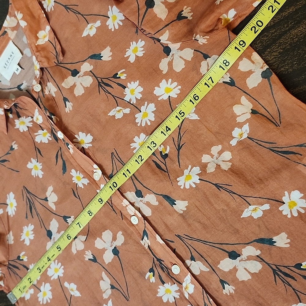 Sezane Rust Brown Floral Button-Up Blouse - Picture 5 of 7